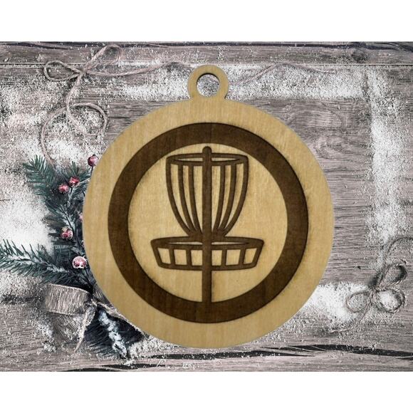 DISC GOLF Discgolf Basket Laser Engraved Christmas Ornament Discgolfer Gift - Picture 2 of 3